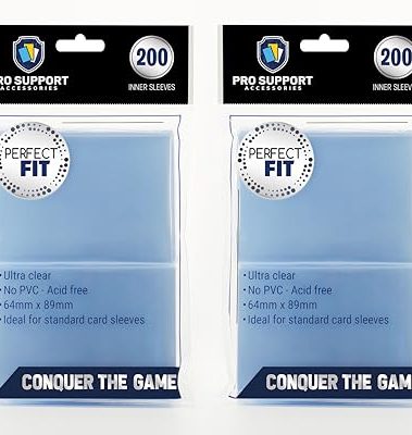 Pro Support 400 Premium Ultra Clear Standard Size Card Sleeves. Perfect for Double-sleeving and Compatible with Pokemon Cards and Magic The Gathering