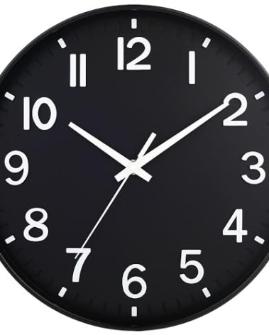 HZDHCLH Black Wall Clocks Battery Operated 12 inch Silent Non Ticking Modern Wall Clock for Living Room Bedroom Kitchen Office Decor
