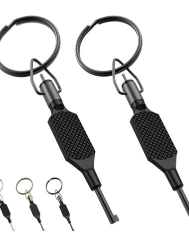 STBCIUGR Flat Swivel Handcuff Key, Universal Cuff Key with Detachable Keyring Fits for Standard Series of Hand Cuff - 2 Pack Black