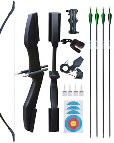 D&Q Archery Bow and Arrow Set for Adults Beginner Teenagers Youth, Takedown Recurve Bow 20lbs 30lbs 40lbs Left and Right Handed, Recurve Bow Set for Outdoor Target Practice (Black, 30lbs)