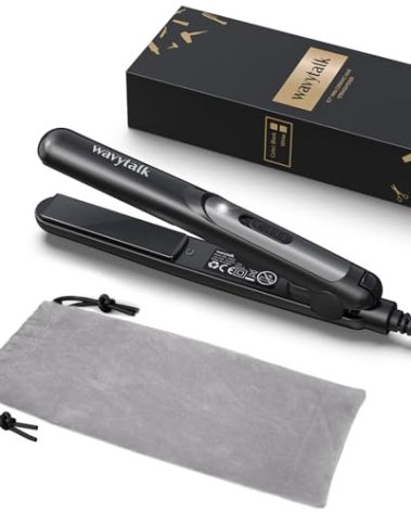 Wavytalk Mini Flat Iron 0.7 Inch Ceramic Mini Hair Straightener, Small Flat Irons for Short Hair, Curls Bangs, Dual Voltage for Travel