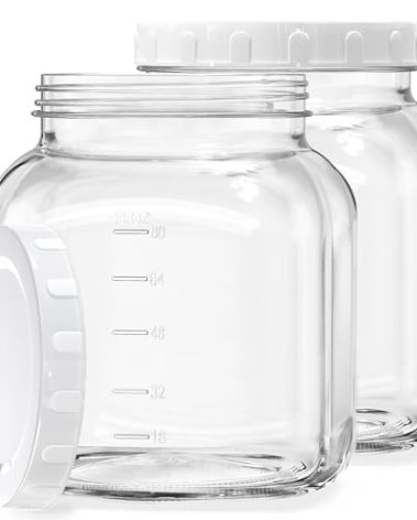 2 Pack 0.8 Gallon Glass Jar With Lid, 102 Oz Wide Mouth Mason Jars, Clear Glass Storage Jars With 2 Scale Marks, Canning Jars For Pickling, Rice, Sugar, Flour, Pasta