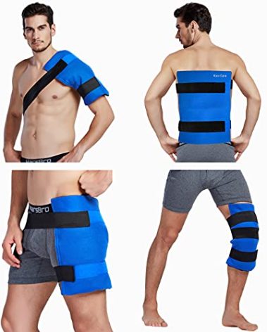 Koo-Care Large Flexible Gel Ice Pack & Wrap with Straps for Hot Cold Therapy - Pain Relief for Shoulder Rotator Cuff, Back, Hip, Knee Replacement Surgery, Shin Splint Injuries Reusable - 11" x 14"