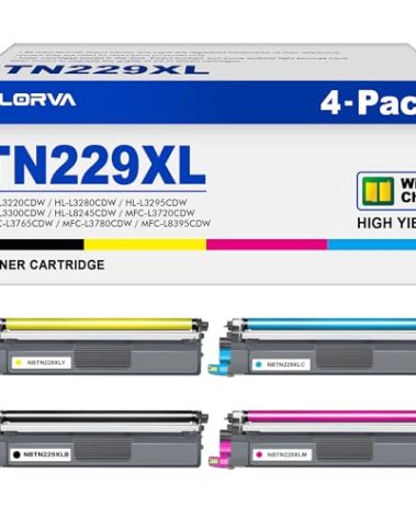 TN229XL TN229 Toner Compatible for Brother TN229 Toner Cartridges Works for Brother MFC-L3780CDW HL-L3280CDW HL-L3220CDW MFC-L3720CDW , TN229XL 4 Pack