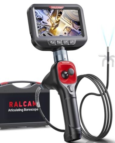 Ralcam 360° Articulating Borescope, 6.2mm/0.24in Slim Probe, Joystick 4 Ways Endoscope Inspection Camera with Light, 3.3 FT Flexible Snake Tube for Automotive, HVAC, Mechanics