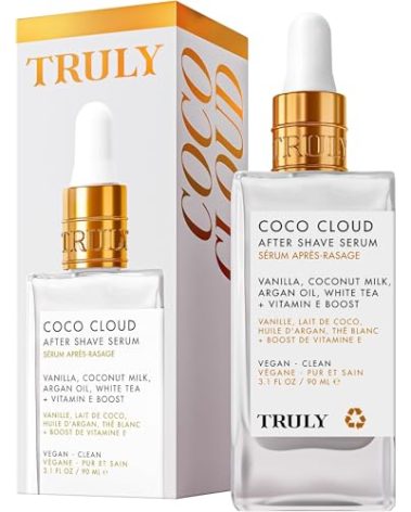 Truly Beauty Coco Cloud After Shave Serum - Alleviates Post Shave Dryness, Ingrowns with Argan Oil, Vanilla & Coconut - After Shave Oil for The Whole Body - 3 Fl Oz