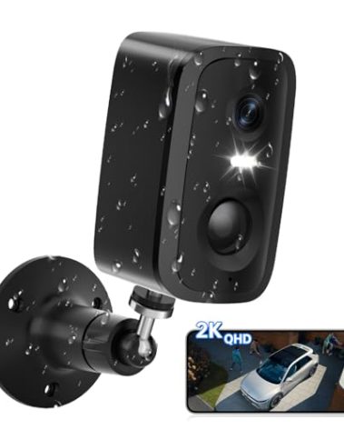 Security Cameras Wireless Outdoor,2.4G WiFi Security Camera Outdoor 2K Battery Powered Cameras for Home Security,AI Motion Detection,Color Night Vision,2-Way Talk,Waterproof,Cloud/TF Storage