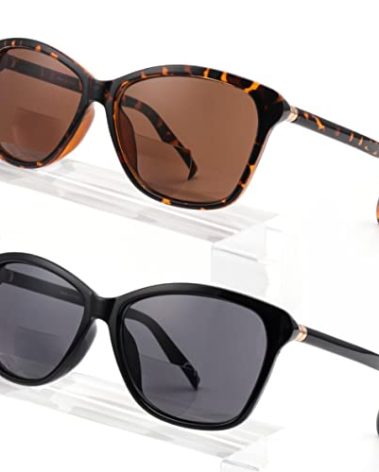 SKYOLUY Superior Bifocal Reading Sunglasses for Women, Retro Cateye Sun Readers UV400 Protection, Classic Shades Black & Tortoise (1 Black & 1 Tortoise, 2.50)