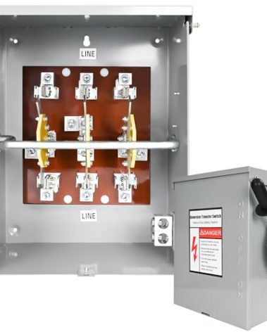 200-Amp, 3 Pole 120V/240V Generator Transfer Switch, 48000W Manual Transfer Switch for Home Generator, Meeting NEMA 3R Standards for Outdoor and Indoor General-Duty Double-Throw Safety Switch