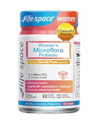 2 Month Serving Life-Space Probiotic for Women, Support Healthy Vaginal Microflora & Comfort, BV & VVC Infection Treatment, Urinary Tract Health, Lactobacillus rhamnosus, 6.3 Billion CFU, Multi Strain