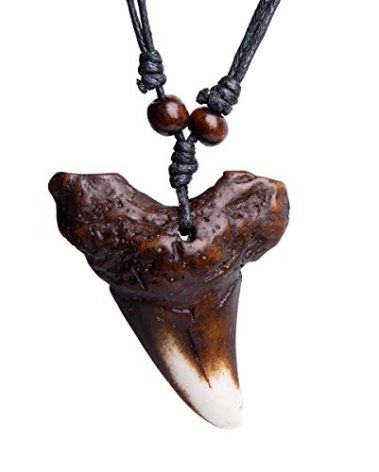 Scddboy Shark Tooth Necklace for Mens Surfer Necklace Hawaiian Beach Surfer Jewelry - Adjustable Cord Necklace