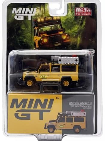 True Scale Miniatures Model Car Compatible with Land Rover Defender 110 1989 Camel Trophy Amazon Team Japan 1/64 Diecast Model Car Mini GT MGT00751