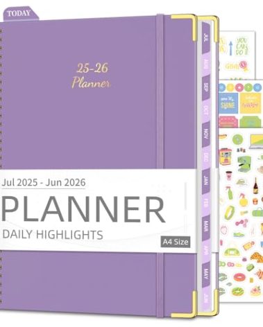 Academic Planner 2025-2026 (8.5" x 11") - Weekly & Monthly Planner (Jul. 2025 - Jun. 2026), Column View Calendar Organizers, Hardcover Agenda Book with Tabs for Office & School, Purple