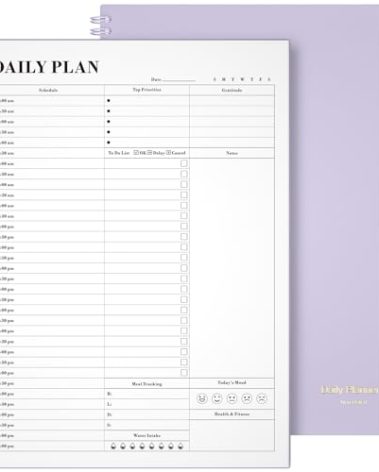 Planner Undated, Asten Daily Planner Agenda with To Do List, Hourly Planner for Women and Men, Spiral Appointment Book Planner Notebook with Elastic Closure, Day Planner for ADHD 8.5" x 11" (Purple)