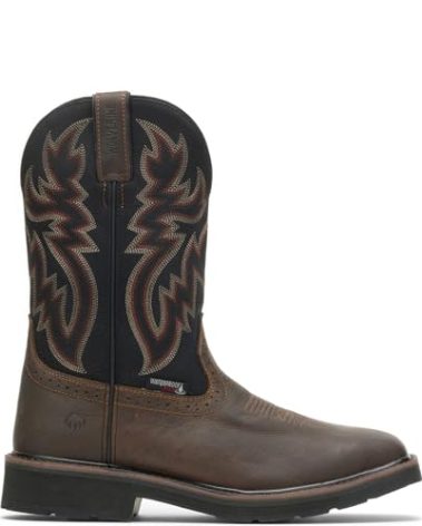 Wolverine Mens Rancher Wp St 10in Work Boot, Black/Brown, 13 X-Wide US