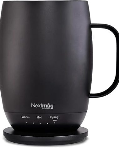 Nextmug Plus - Temperature-Controlled, Self-Heating Coffee Mug (Black - 18 oz.)