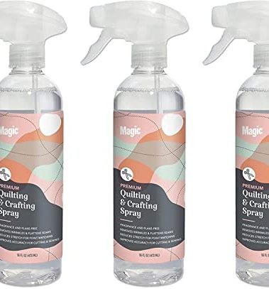 MAGIC Premium Quilting & Crafting Spray Bottle – Fabric Spray for Cutting, Creasing, & Sewing – Best Press Spray Starch for Quilting to Flatten Seams & Wrinkles – Wrinkle Spray (16oz Trigger) 3 Pack