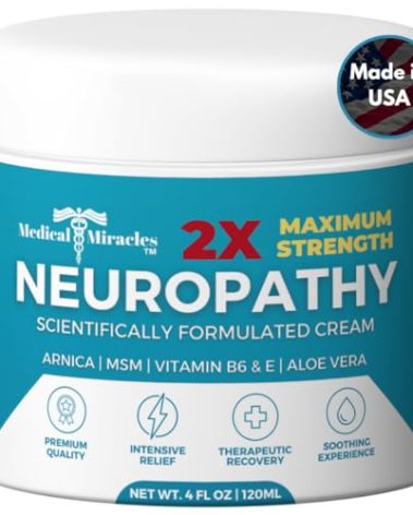 Medical Miracles|2X Strength Neuropathy Nerve Therapy Max- Potency Relief Cream for Feet, Hands, Legs, Toes - Arnica, Vitamin B6, Aloe Vera, MSM - Crafted for Exceptional Relief 4oz