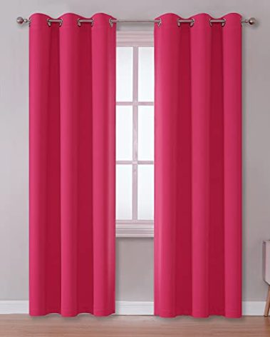 DUALIFE Room Darkening Curtain Panels Energy Efficient for Living Room Bedroom(42 x 96 Inches Long,Grommet,2 Panels,Hot Pink)
