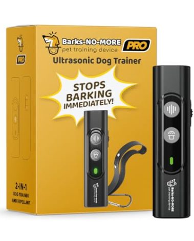 Barks No More Pro Dog Bark Deterrent and Training Device - Stop Barking Without Hurting Your Pet - Rechargeable Ultrasonic Dog Bark Trainer - Just Point and Press, Black