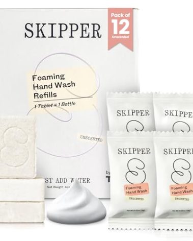 Tirtyl Skipper Foaming Hand Soap Tablet Refills - 12 Pack - 4oz fl total (12x 0.4 fl oz) - Rebranded - Compostable Packaging - Unscented