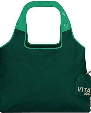ChicoBag Vita rePETe Reusable Shoulder Tote w/Built-In Pouch & Carabiner Clip | Perfect for Shopping, Travel, Organization | Large Eco-Conscious Packable Bag | Zen Green (Pack of 1)
