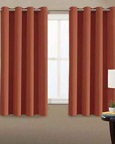 H.VERSAILTEX Blackout Curtain for Living Room Thermal Insulated Window Treatment Curtain 54 inch Length Energy Saving Solid Grommet Top Blackout Drape, One Panel, Orange, 52" W x 54" L