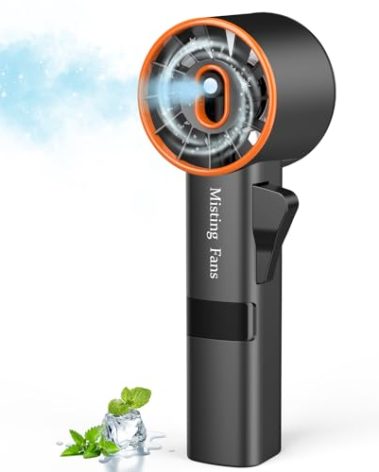 Ausic Portable Handheld Misting Fan, Turbo Fans with Mist, High-Speed, 3 Speeds Personal Small Water Spray Fan, Outdoor Cooling Rechargeable Battery Operated Fans for Kids/Travel/Makeup/Shopping