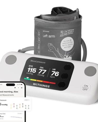 Withings BPM Vision – Smart Arm Blood Pressure Monitor | FDA-Cleared | Easy-to-use, Accurate Systolic & Diastolic Measurements, Wide Range Cuff | Wi-Fi & Bluetooth | iOS & Android | FSA/HSA