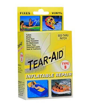 TEAR-AID Inflatable Repair Kit, Type B Clear Patch Kit for Vinyl and Vinyl-Coated Materials, Use for Inflatable Bounce House, Boat, Waterslide, Air Matress & More, Yellow Box, Single Pack