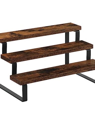 YINMIT Wooden Display Riser Stand, Tiered Perfume and Cologne Organizer Stand, 3 Tier Spice Rack Organizer, Rustic Display Shelf for Candles (3 Tier - 11.4 in)