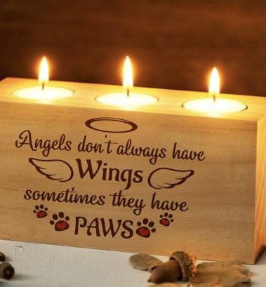 Dog Memorial Gifts for Loss of Dog, Pet Memorial Gifts for Dogs, Loss of Dog Sympathy Gift, Pet Loss Gifts, Dog Bereavement Gifts, Dog Cat Passing Away Gifts, Candle Holder 3 Votive Tea Light (ANGLES)