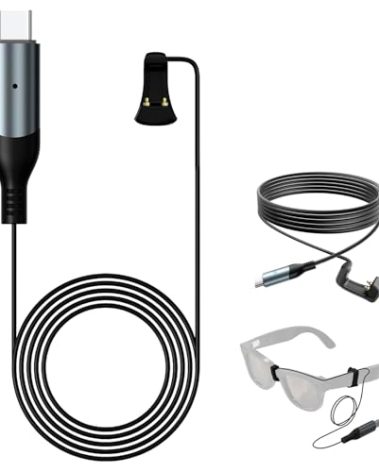 USB-C Charging Cable, 1.2M Type C Charger with Charging Indicator, Compatible with Ray-Ban Meta, Wayfarer, Headliner, Skyler Meta, Meta Oakley HSTN