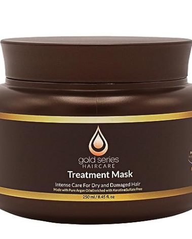 Gold Series Treatment Mask – Deep Hydrating Argan Oil Hair Mask for Dry, Damaged, Color Treated and Curly Hair Enriched with Keratin – Sulfate Free Natural Hair Repair Treatment, 8.45oz
