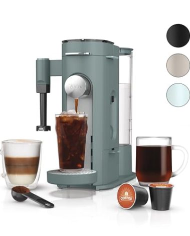 Ninja Pods & Grounds Specialty Single-Serve Coffee Maker, K-Cup Pod Compatible, Built-In Milk Frother, 6-oz. Cup to 24-oz. Travel Mug Sizes, Iced Coffee Maker, 1550 watts, Sage Green, PB051SG