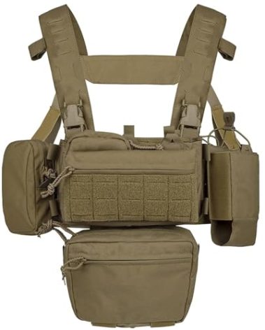BOMTURN Tactical Chest Rig Waterproof Micro Chest Rigs 1000D Adjustable Detachable Modular Molle Chest Rig Mag Carrier