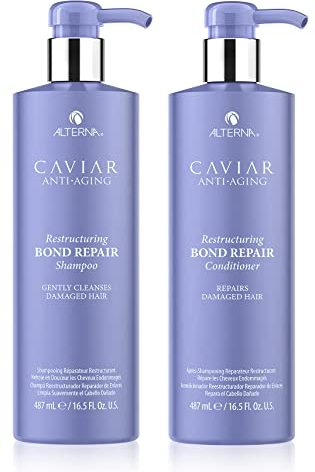 Alterna Haircare CAVIAR Anti-Aging Restructuring Bond Repair Shampoo and Conditioner Bundle, 16.5 oz | For Brittle, Damaged Hair | Repairs, Strengthens and Protects Damaged Hair | Sulfate Free