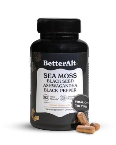 Better Alt Seamoss Capsules- Irish Sea Moss with Black Seed Oil, Ashwagandha & Black Pepper for Stamina, Strength & Endurance- High Potency Sea Moss Supplement - 60 Servings, 120 Capsule