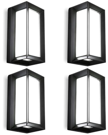 ledmo Exterior Wall Lights LED Beads 1800LM Outdoor Lights Fixtures Wall Mount Matte Black Outdoor Christmas Lighting 6000K Aluminum Shade Modern IP65 Waterproof for House Porch Walkway Coach 4 Pack