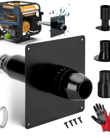 Generator Exhaust Extension Silencer Kit with Three Universal Adapters Compatible ALL Portable Generators with ALL-IN-ONE KIT,Insulated Through-Wall Mounting Plate Safely Vent Exhaust Reduce Noise 55%