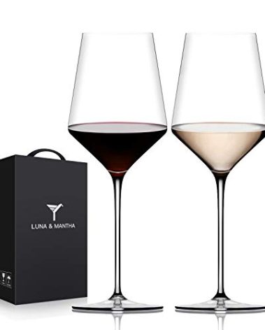 Red Wine Glasses Set of 2, Premium Crystal Wine Glasses Hand Blown, 15 oz,Thin Rim,Long Stem,Perfect for Red or White, Daily Use,Unique Wedding Anniversary Birthday or Birthday Gift