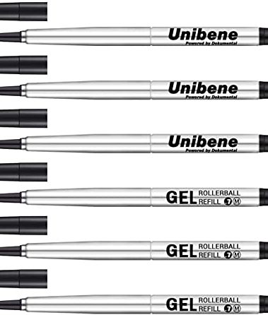 Unibene Parker Compatible Rollerball Refill 6 Pack, 0.7mm Medium Point - Black, Smooth Writing Replaceable German Gel Ink Pen Refills for IM Sonnet Urban Pens