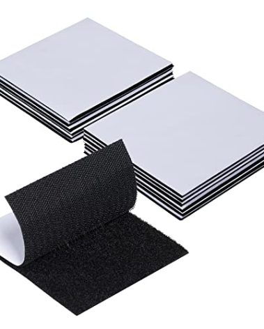 Uikro Hook and Loop Tape, 4 x 4 Inches Heavy Duty Fastener Strips with Adhesive for Indoor and Outdoor Use, 12 Pack