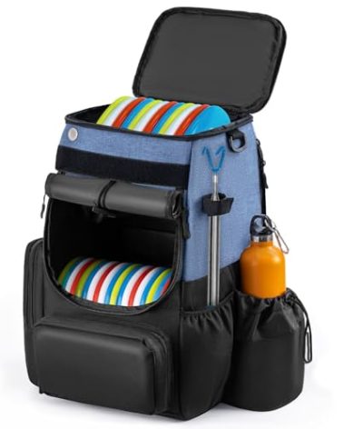 UNIHIMAL Disc Golf Bag, Heavy Duty 600D Polyester, Disc Golf Backpack with Insulated Cooler and Multiple Pockets, 26+ Capacity, Lightweight and Durable