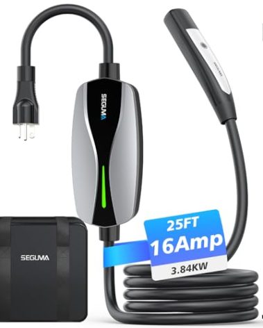 Portable Level 1/2 EV Charger for Tesla, 16Amp NACS Car Charger with 110V-240V, 25FT Extension Cable, NEMA 6-20 Plug, NEMA 5-15 Adapter, Home Mobile Wall Connector EV Charging Station for Tesla Cars