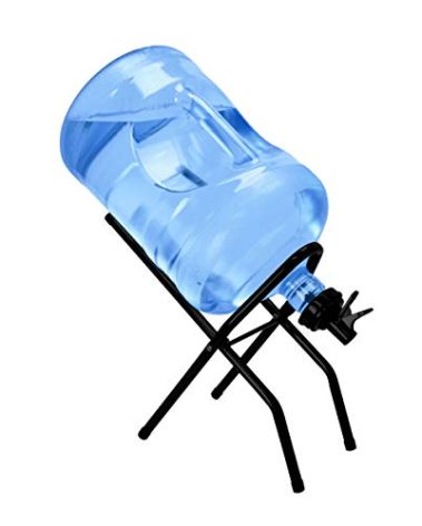 Brio 5 Gallon Water Bottle Jug Drink Dispenser Storage Cooler Foldable Cradle Stand BPA Free Valves Stainless Steel Rack Holder No Leak Non Slip Countertop with 2 Dispenser Valves, Fits Both 48mm and
