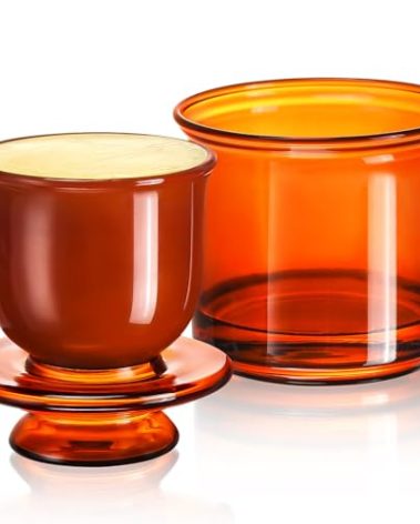 Hekeieon Butter Crock, Elegant Crystal Glass Butter Dish, Amber Color
