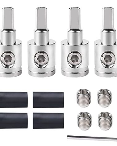 Tottist 4PCS Heavy-Duty Car Stereo Audio Wire Reducer - 0 Gauge to 4 Gauge for Amp Input, AWG Pin Power & Ground Connection
