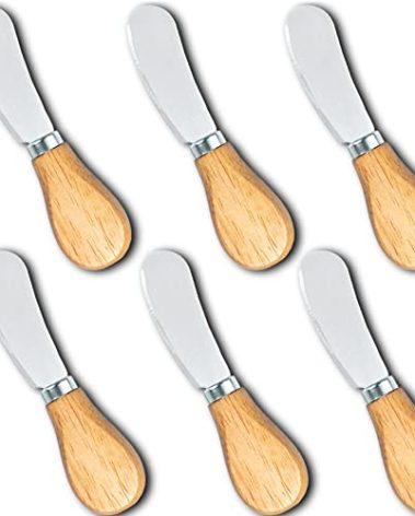 Small Cream Cheese Spreader Knives Set,Wooden 5in,Stainless Steel Butter Knife Spreader for Cocktail,Condimets,Dips,Appetizers,Jam,Pastry,Sandwich,Toast,Bagel,Charcuterie Board Serving Party Supplies