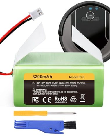 FirstPower 3.2Ah RVBAT850 Battery - Replace for Shark Vacuum Battery Replacement, Shark Ion R75, RV761, RV850C, RV1000S, RV1100VL, RV101AE, UR1000SR, RV700_N, RV720_N (NOT for 3-Prong Connector)